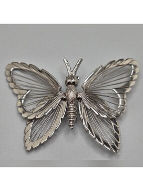 Monet Silver Tone Butterfly Brooch Vintage 1960s Collectible Elegant Timeless